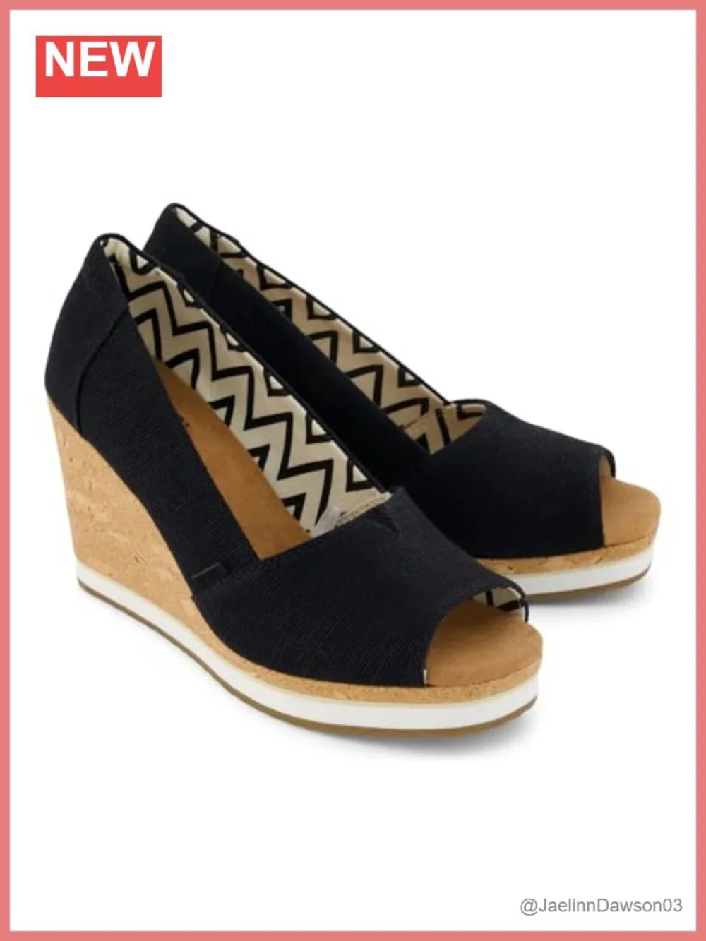 TOMS Essential Wedge Peep Toe Sling Ankle Strap Canvas Sandals